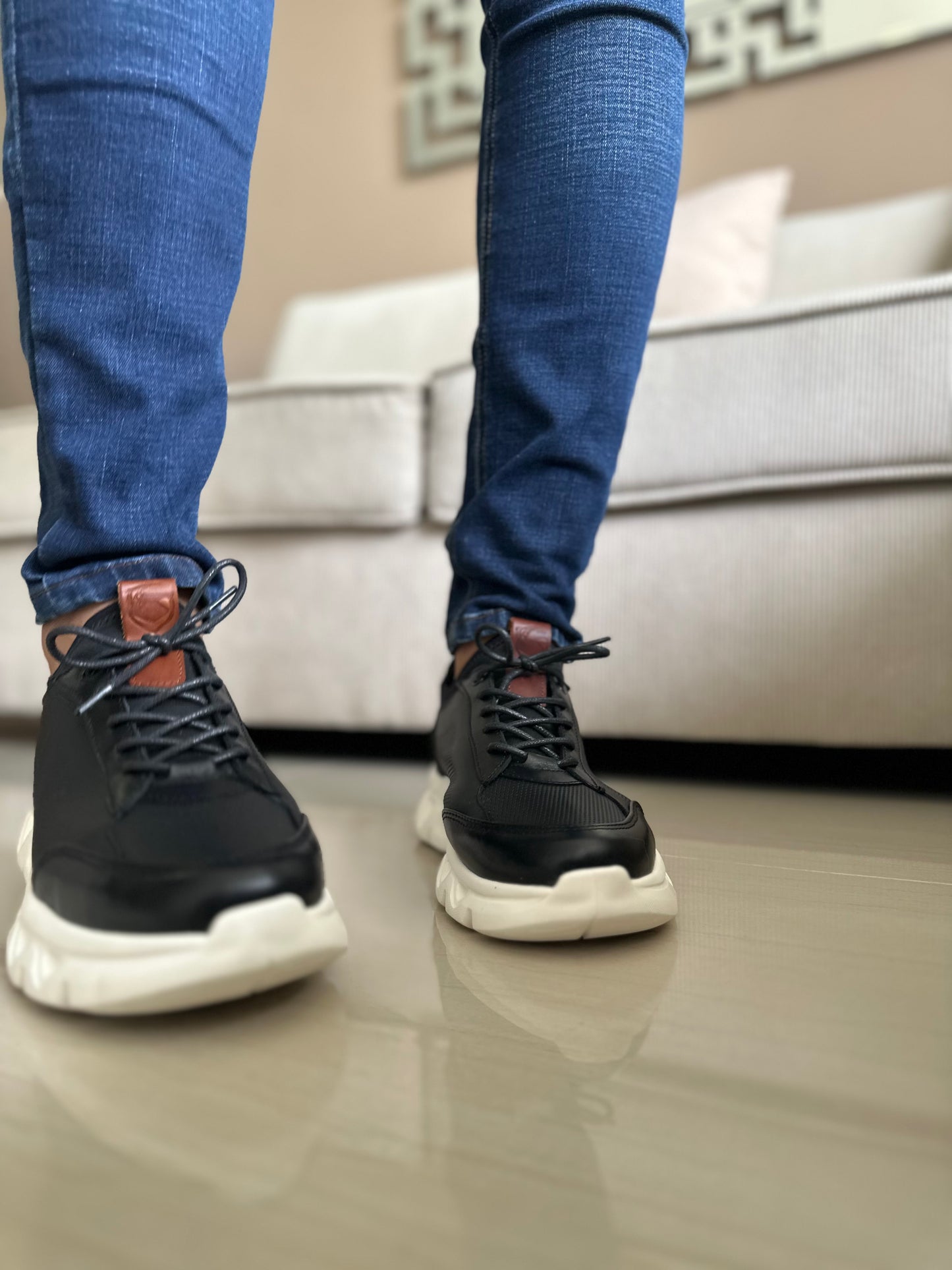 TENIS PARA HOMBRE EN CUERO NEGRO | REF OREGÓN 402