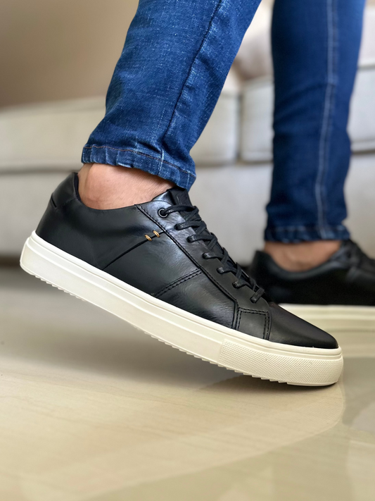 TENIS CLASICO FERNANDO CUERO NEGRO / REF: TON 573