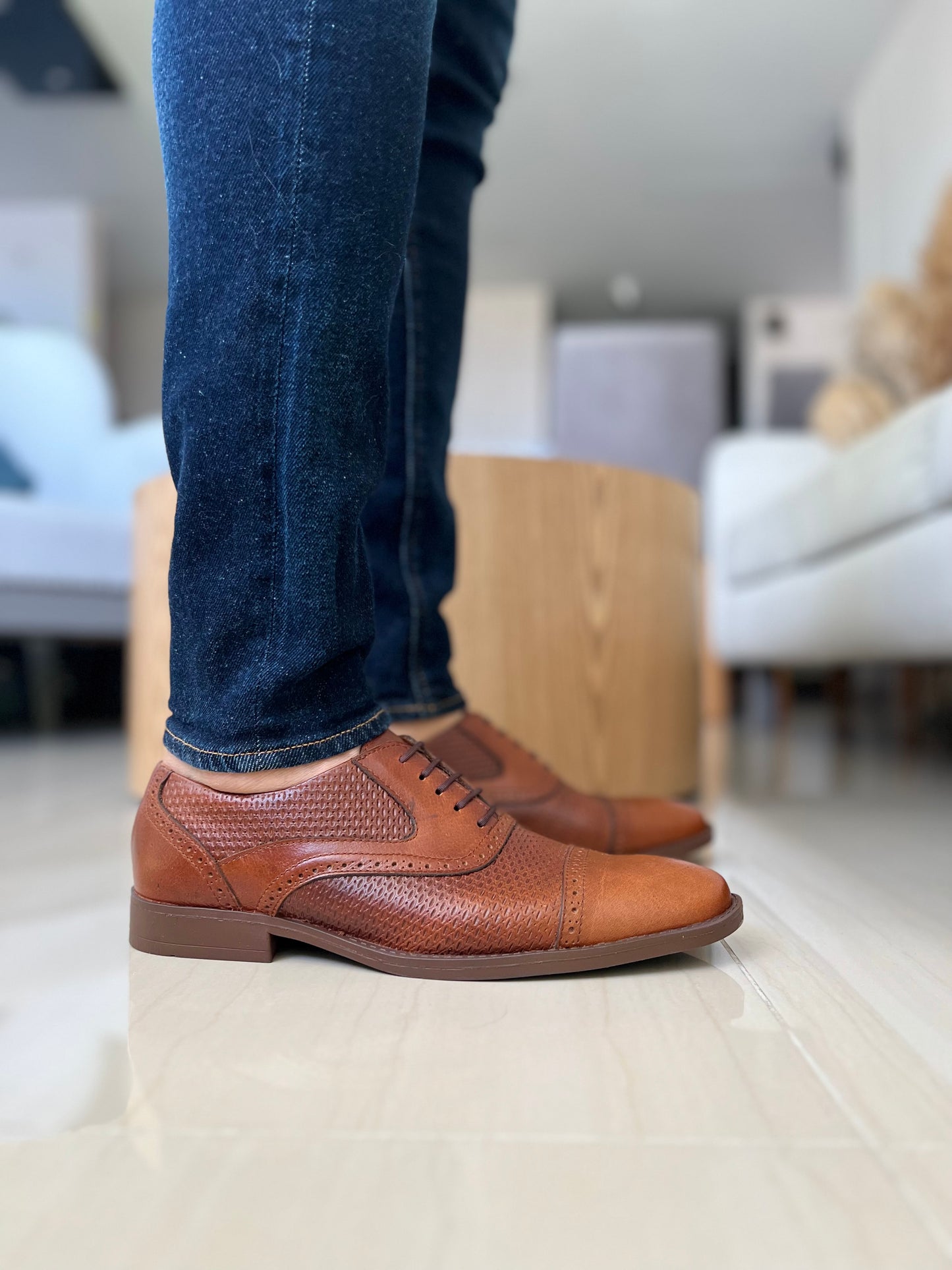 ZAPATO CASUAL ELEGANTE EDUARDO PARA HOMBRE EN CUERO COÑAC