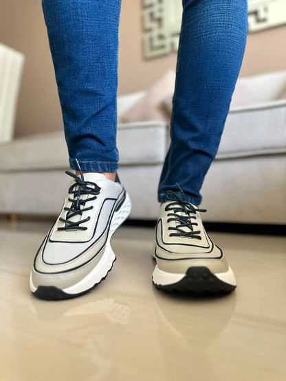 TENIS PARA HOMBRE EN CUERO GRIS PASTEL | REF KATMANDU 3309