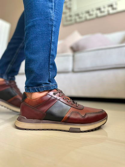 SNEAKERS EN CUERO COÑAC X NEGRO TR PARA HOMBRE| REF CRACOVIA