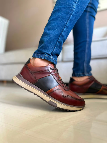 SNEAKERS EN CUERO COÑAC X NEGRO TR PARA HOMBRE| REF CRACOVIA