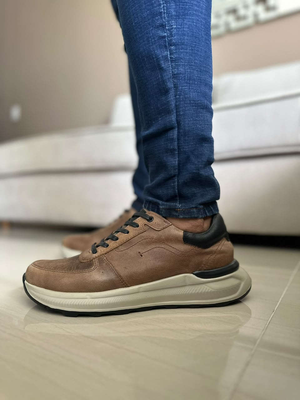 TENIS PARA HOMBRE EN CUERO CREMA | REF PENSILVANIA