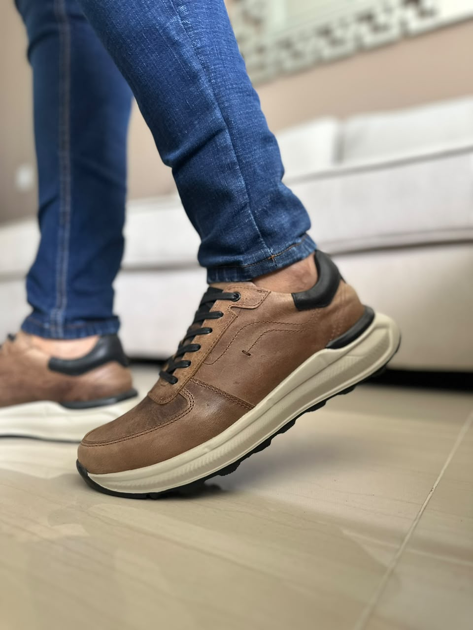 TENIS PARA HOMBRE EN CUERO CREMA | REF PENSILVANIA