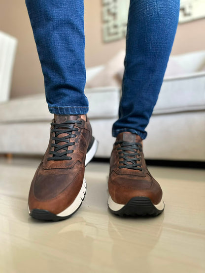 TENIS PARA HOMBRE EN CUERO HOJA SECA | REF: MARC 600