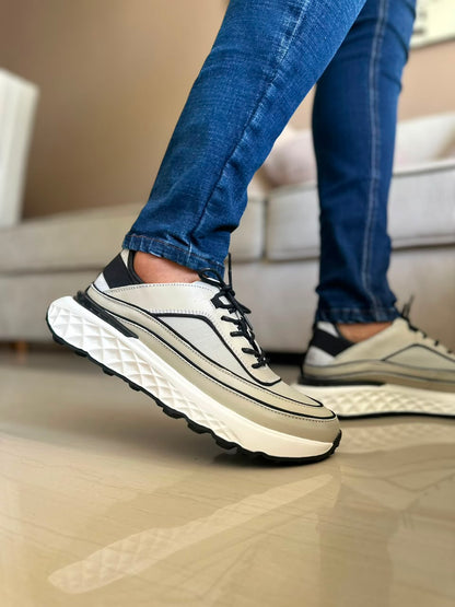 TENIS PARA HOMBRE EN CUERO GRIS PASTEL | REF KATMANDU 3309