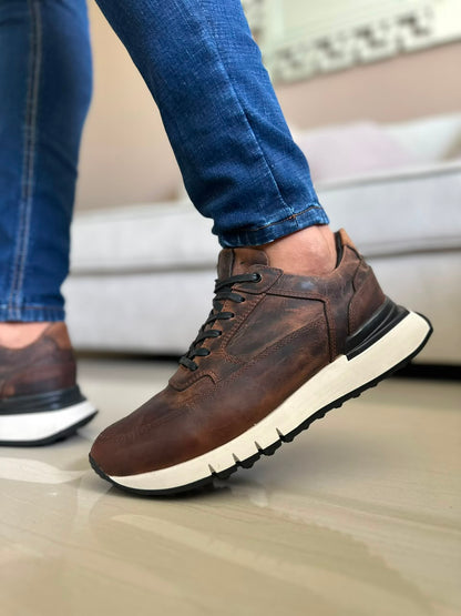 TENIS PARA HOMBRE EN CUERO HOJA SECA | REF: MARC 600