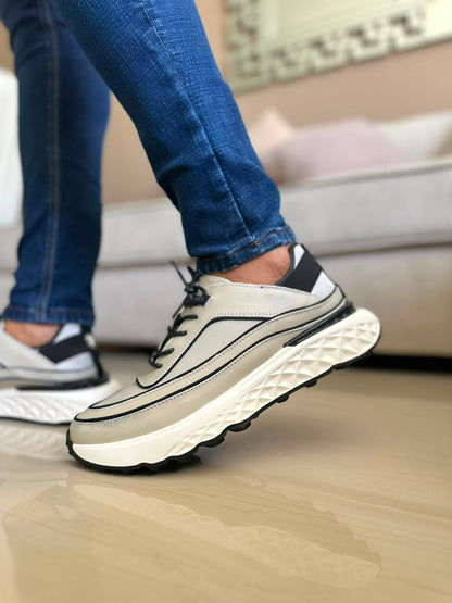 TENIS PARA HOMBRE EN CUERO GRIS PASTEL | REF KATMANDU 3309