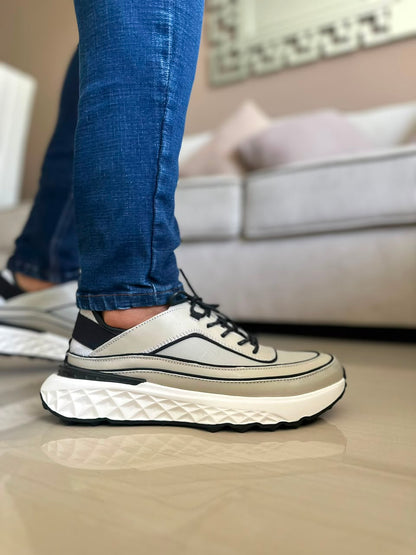 TENIS PARA HOMBRE EN CUERO GRIS PASTEL | REF KATMANDU 3309