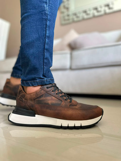 TENIS PARA HOMBRE EN CUERO HOJA SECA | REF: MARC 600