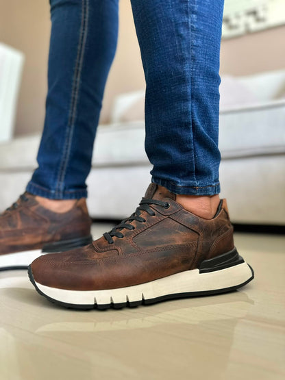 TENIS PARA HOMBRE EN CUERO HOJA SECA | REF: MARC 600