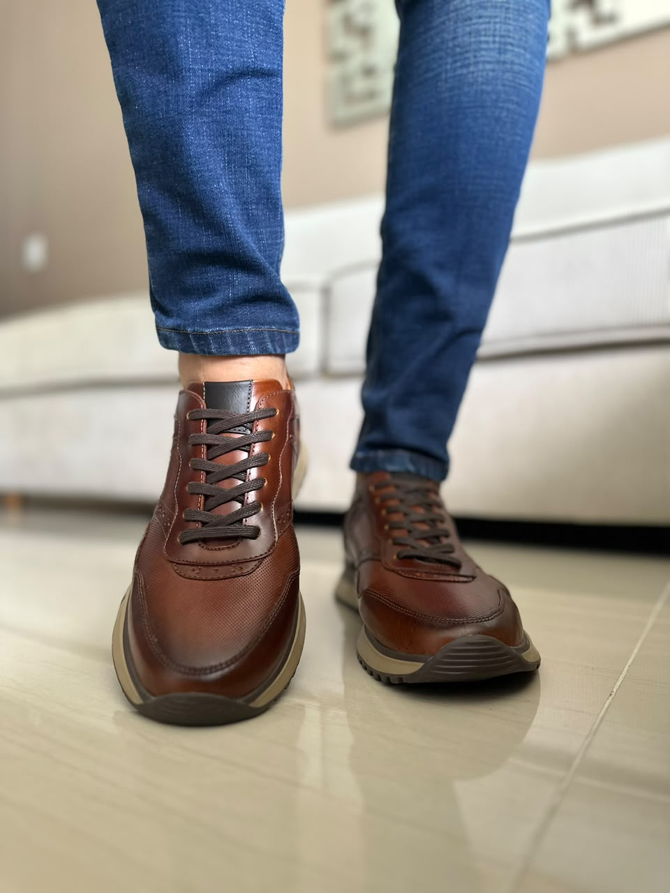 TENIS PARA HOMBRE CUERO MIEL | REF SACRAMENTO