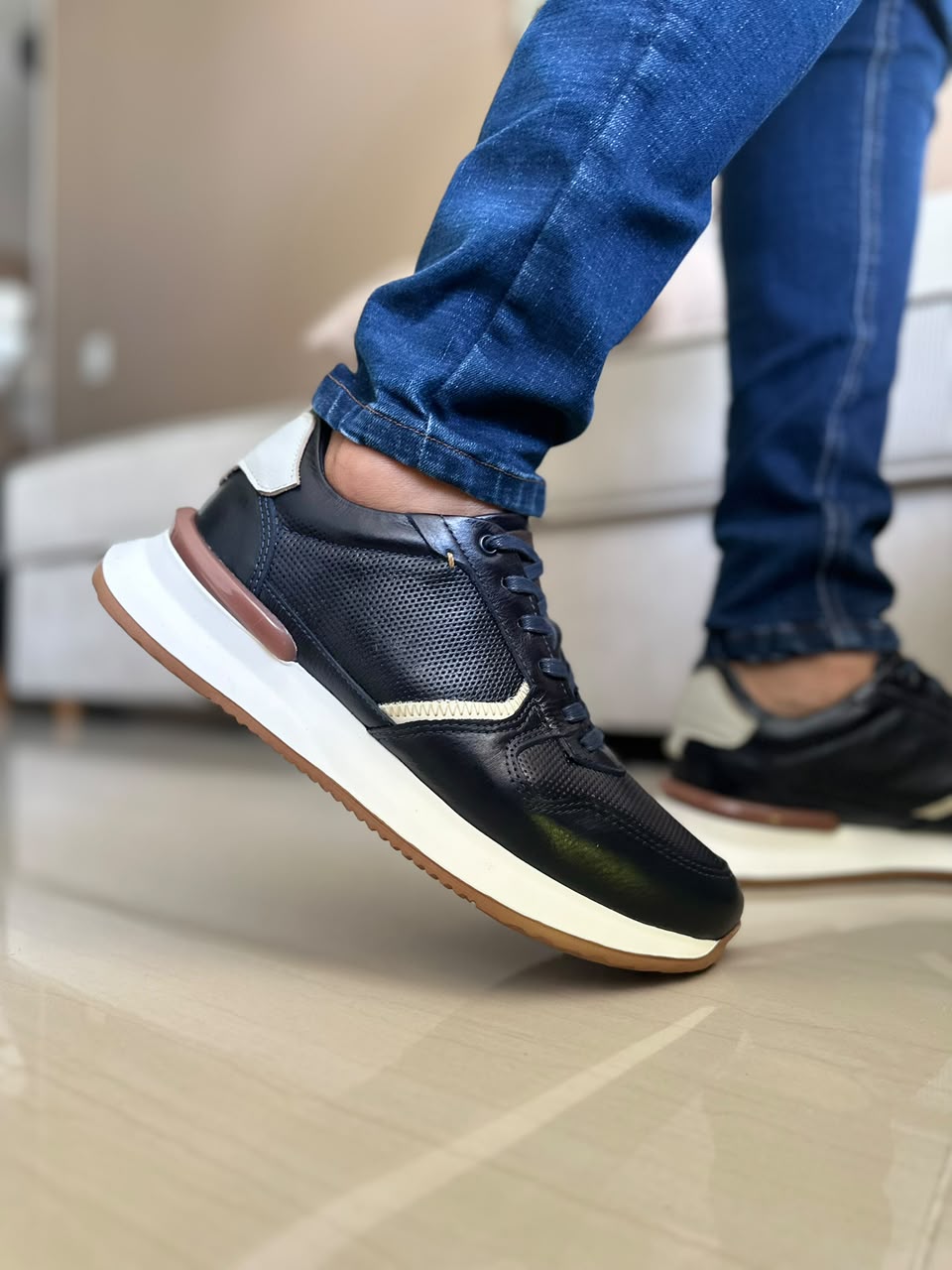 TENIS PARA HOMBRE EN CUERO AZUL | REF CONNECTICUT