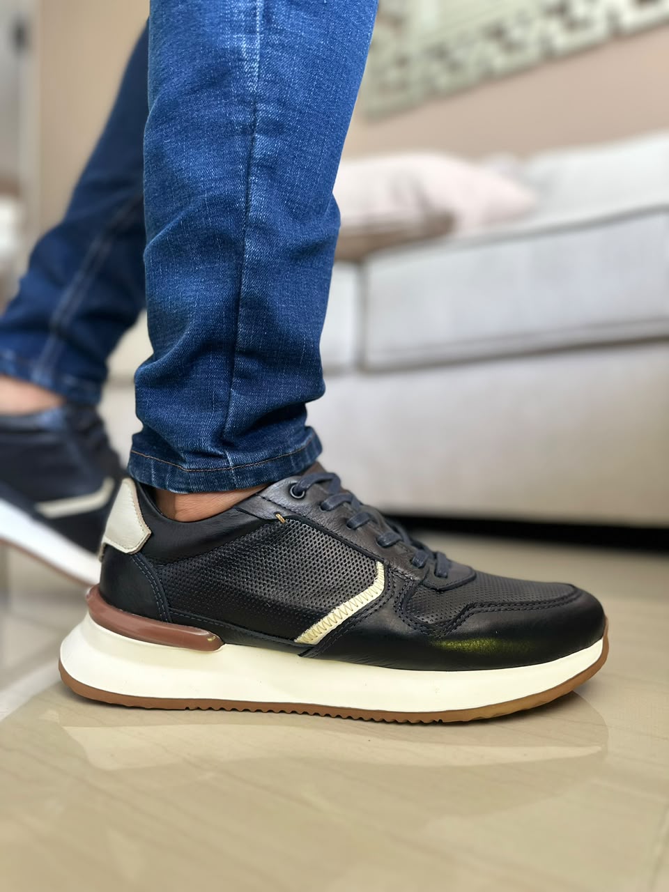 TENIS PARA HOMBRE EN CUERO AZUL | REF CONNECTICUT