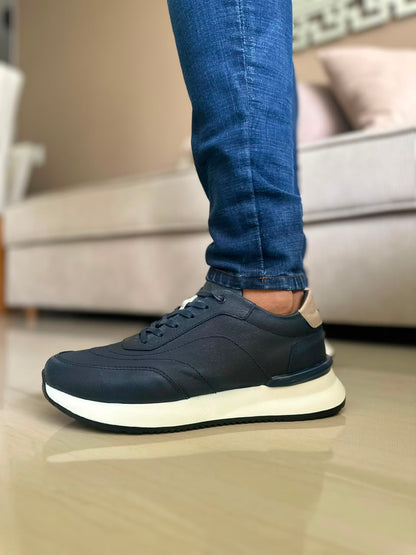 TENIS PARA HOMBRE EN CUERO AZUL X BLANCO | REF PARIS