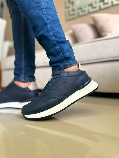 TENIS PARA HOMBRE EN CUERO AZUL X BLANCO | REF PARIS