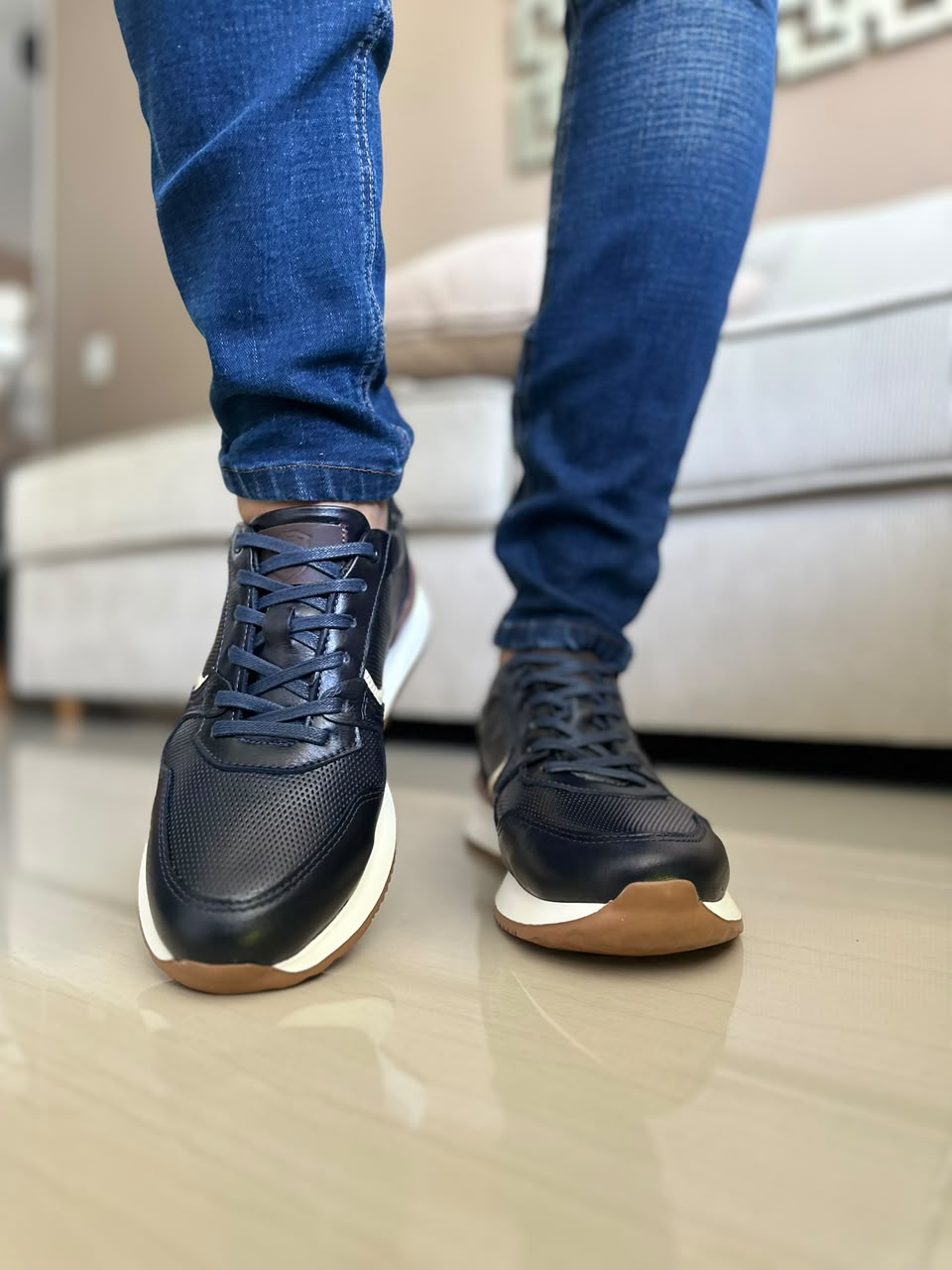 TENIS PARA HOMBRE EN CUERO AZUL | REF CONNECTICUT