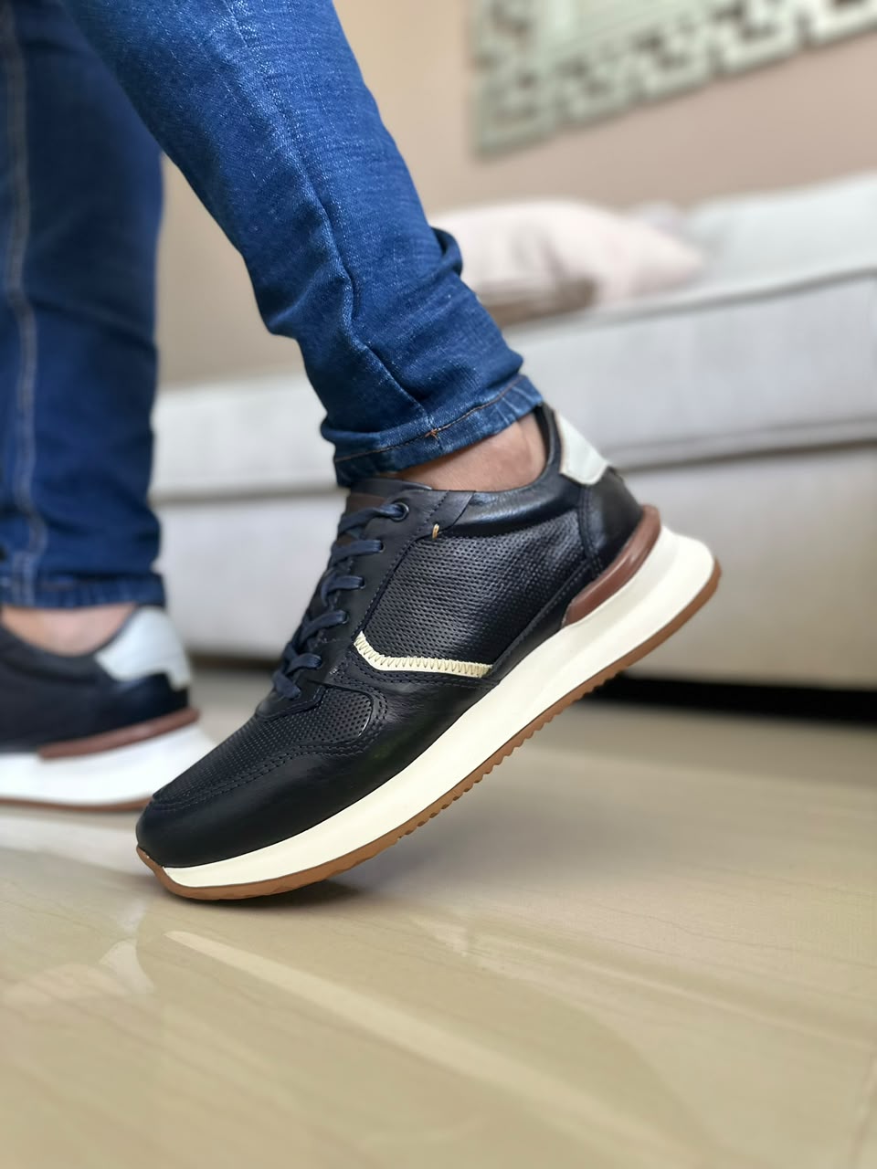 TENIS PARA HOMBRE EN CUERO AZUL | REF CONNECTICUT