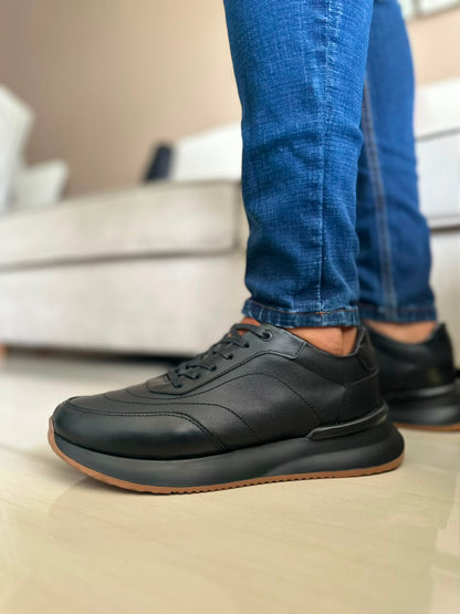 TENIS PARA HOMBRE EN CUERO NEGRO X CREMA | REF PARIS