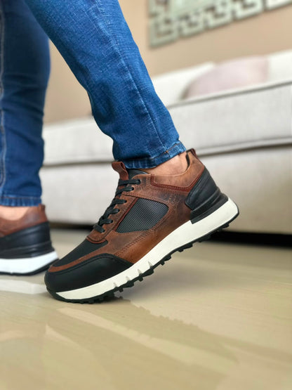 TENIS PARA HOMBRE EN CUERO HOJA SECA X NEGRO | REF MADEIRA