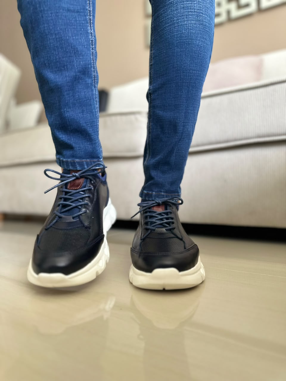 TENIS PARA HOMBRE EN CUERO AZUL | REF OREGÓN 402