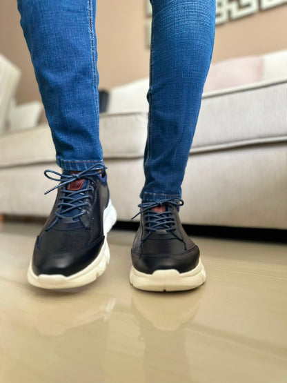 TENIS PARA HOMBRE EN CUERO AZUL | REF OREGÓN 402