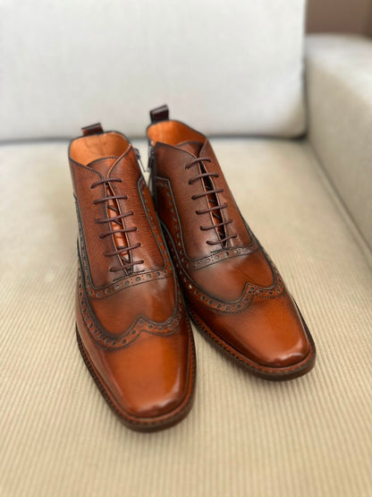 BOTIN ELEGANTE PARA HOMBRE EN CUERO MIEL | REF SANREMO