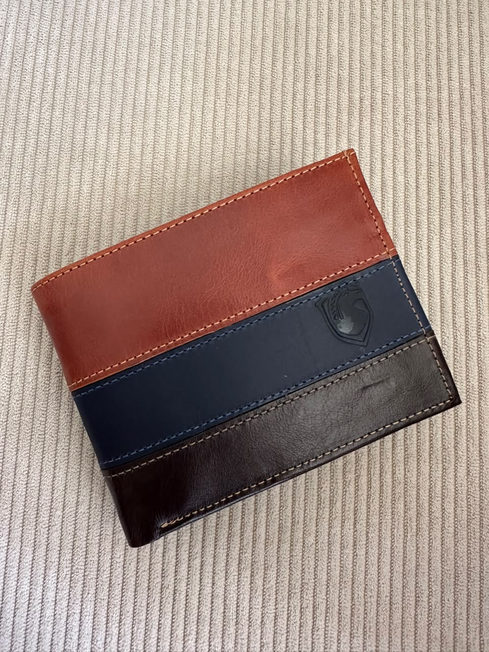 BILLETERA EN CUERO AZUL X MIEL X CAFE PARA HOMBRE
