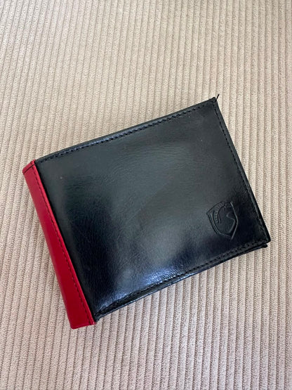 BILLETERA EN CUERO NEGRO X ROJO PARA HOMBRE