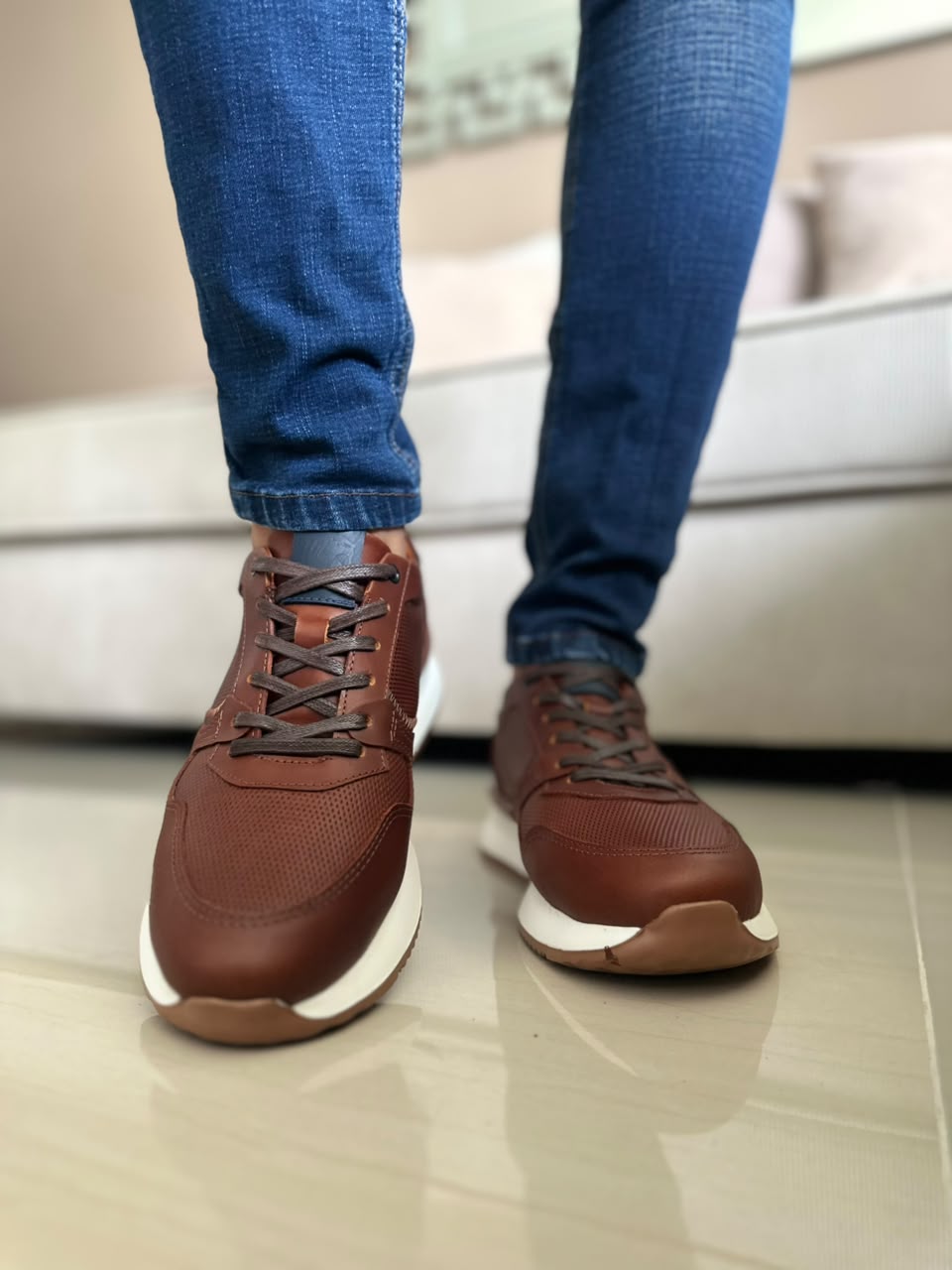 TENIS PARA HOMBRE EN CUERO MIEL | REF CONNECTICUT