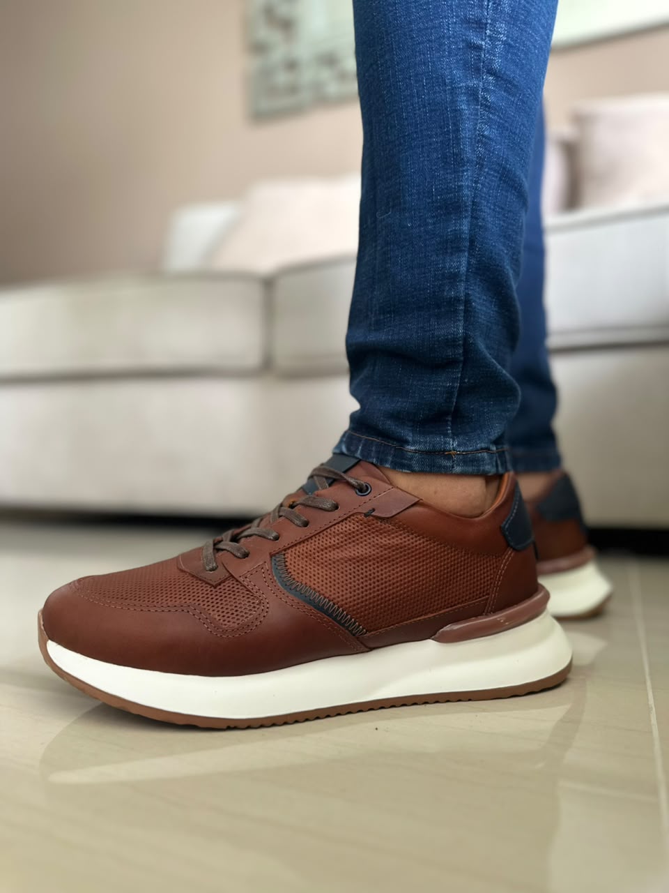 TENIS PARA HOMBRE EN CUERO MIEL | REF CONNECTICUT
