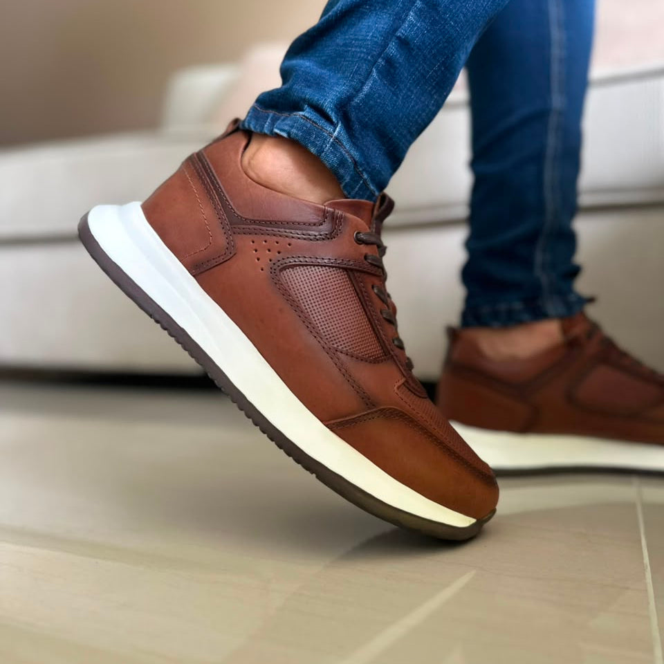 TENIS PARA HOMBRE EN CUERO MIEL | REF MADEIRA