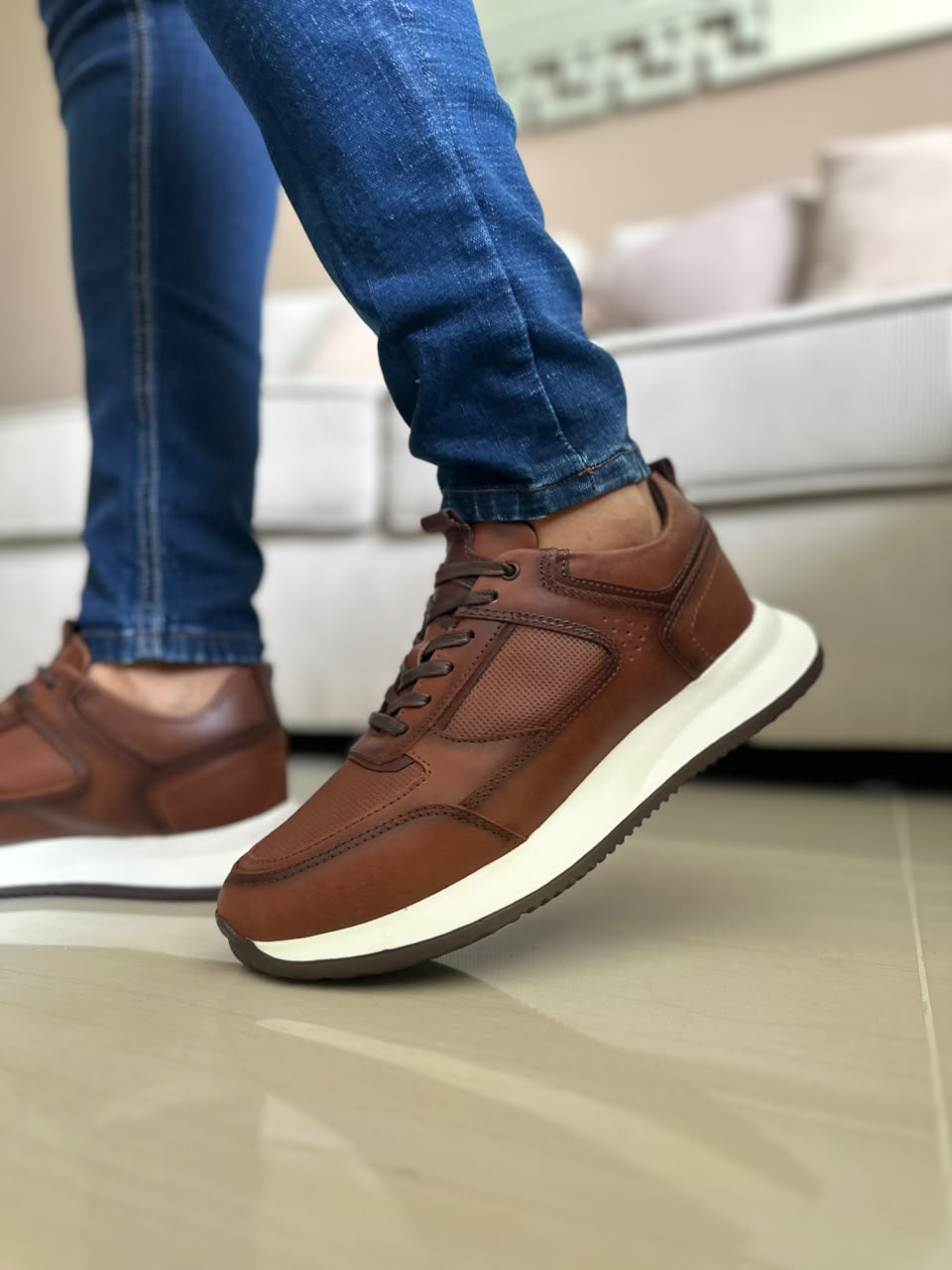 TENIS PARA HOMBRE EN CUERO MIEL | REF MADEIRA