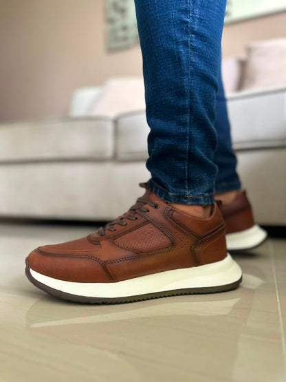 TENIS PARA HOMBRE EN CUERO MIEL | REF MADEIRA
