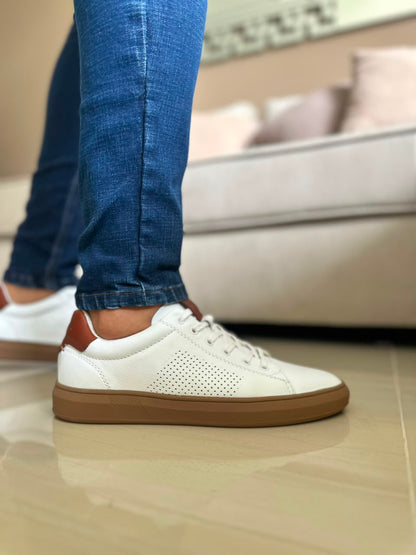 TENIS EN PARA HOMBRE EN CUERO BLANCO SUELA GOMA/ REF: ALESSANDRIA