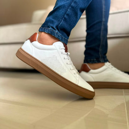 TENIS EN PARA HOMBRE EN CUERO BLANCO SUELA GOMA/ REF: ALESSANDRIA