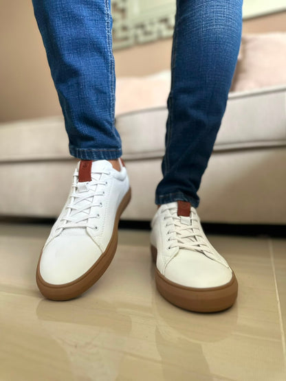 TENIS EN PARA HOMBRE EN CUERO BLANCO SUELA GOMA/ REF: ALESSANDRIA
