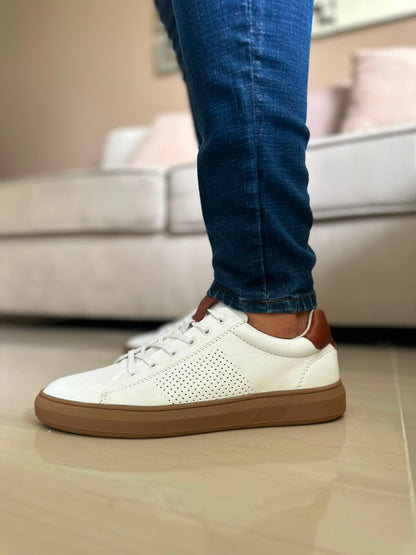 TENIS EN PARA HOMBRE EN CUERO BLANCO SUELA GOMA/ REF: ALESSANDRIA