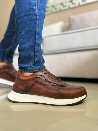 TENIS PARA HOMBRE EN CUERO MIEL | REF ATENAS