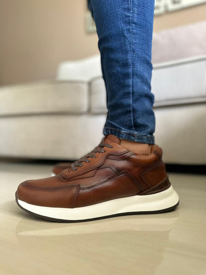 TENIS PARA HOMBRE EN CUERO MIEL | REF ATENAS