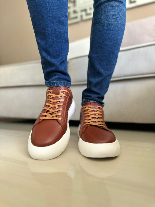 SNEAKER PLANO EN CUERO MIEL | REF DAMASCO