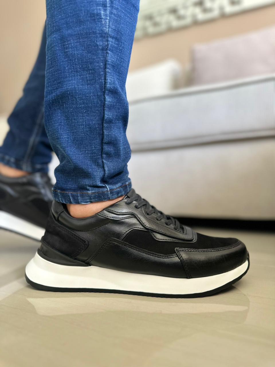 TENIS PARA HOMBRE EN CUERO NEGRO | REF ATENAS