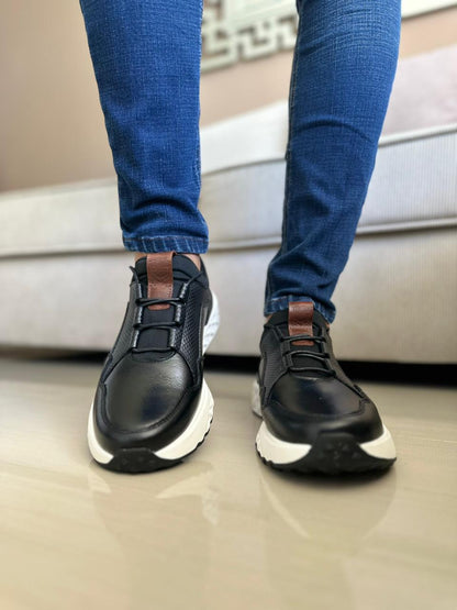 TENIS PARA HOMBRE EN CUERO NEGRO | REF SINGAPUR