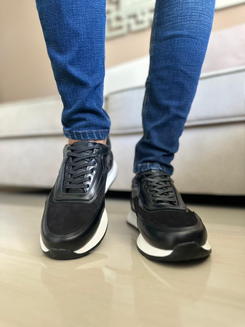 TENIS PARA HOMBRE EN CUERO NEGRO | REF ATENAS