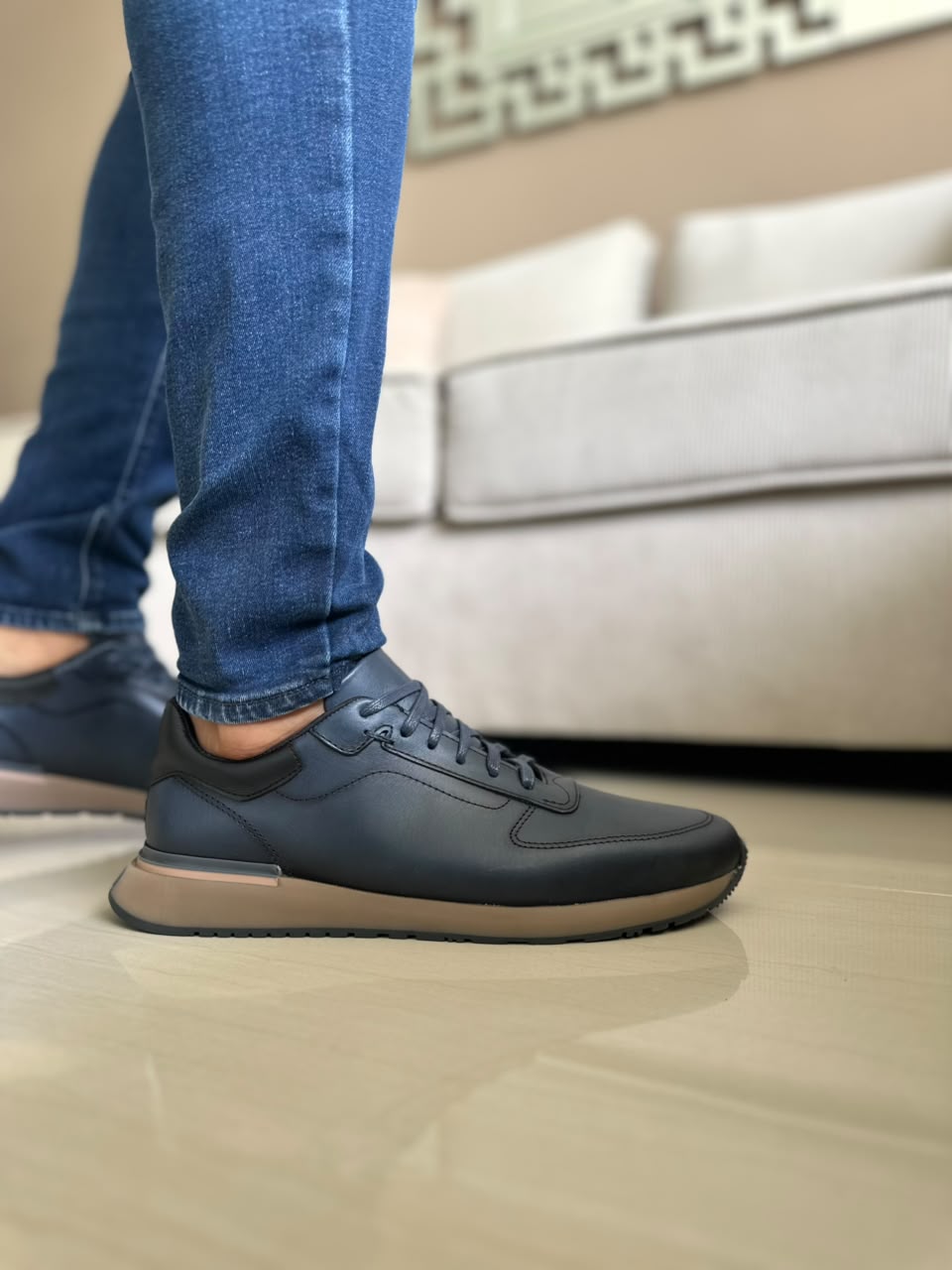 TENIS PARA HOMBRE EN CUERO AZUL | REF MADRID