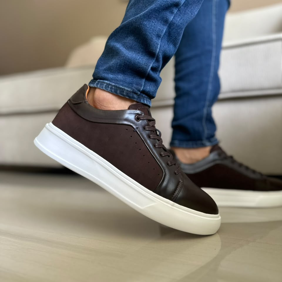 TENIS PARA HOMBRE EN CUERO CAFE | REF BRAGA