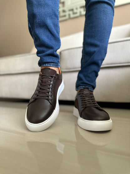 TENIS PARA HOMBRE EN CUERO CAFE | REF BRAGA