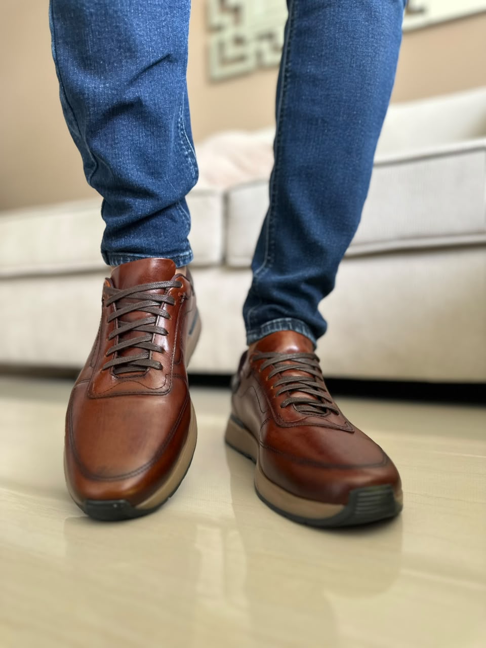 TENIS PARA HOMBRE EN CUERO MIEL | REF MADRID