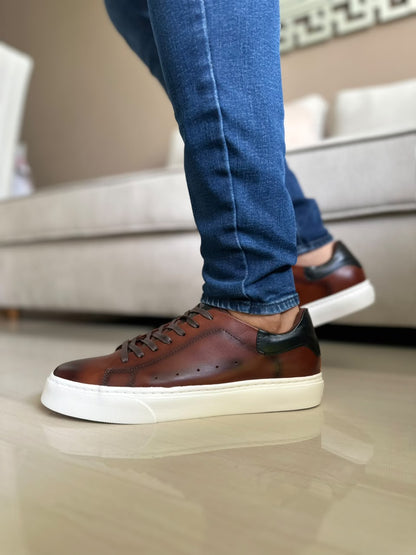 TENIS PARA HOMBRE EN CUERO MIEL | REF ADELAIDA