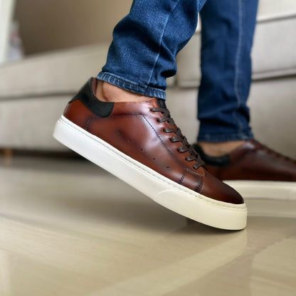 TENIS PARA HOMBRE EN CUERO MIEL | REF ADELAIDA